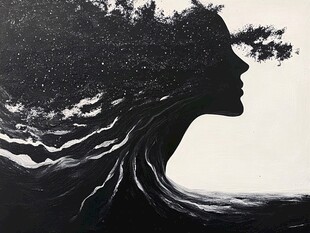 树影幻化成的神秘侧脸