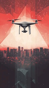 城市上空的高科技无人机