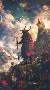 魔幻战士屹立奇幻山巅