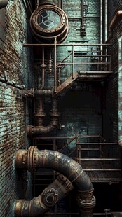 复古工业风管道机械场景