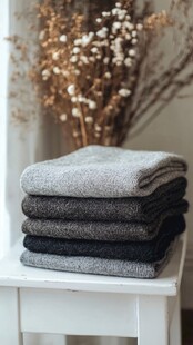 叠放的温暖针织衣物