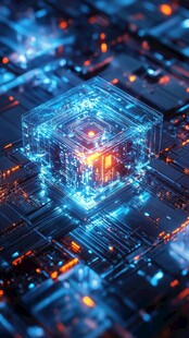 未来科技感的发光立方体