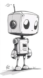 可爱简约风机器人插画