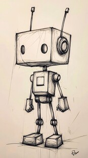 手绘简约风小机器人