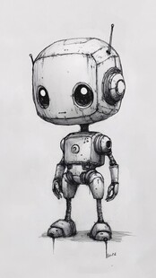 复古风小机器人插画