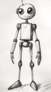 手绘简约风站立小机器人