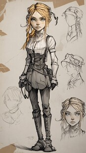 少女角色设计草图展示