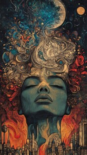 梦幻幻想风的超现实人物图景