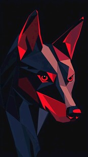 几何风格红黑犬头特写