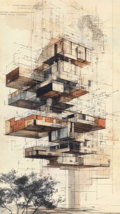 未来感多层悬浮建筑设计图