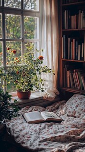 窗边阅读角落的惬意时光