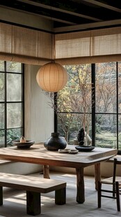 日式禅意茶室室内静谧景致