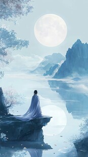 月下独倚的古装侠客