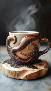 艺术陶杯 袅袅热气显韵味