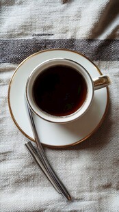 简约风咖啡杯与餐具组合