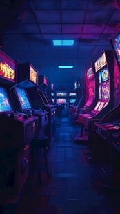 复古游戏厅的梦幻霓虹世界