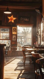 复古风温馨的室内咖啡场景