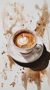 艺术风拿铁咖啡特写