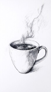 素描热气腾腾的咖啡杯