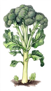 西兰花植物插画