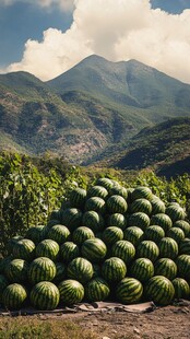 山脚下的西瓜堆成小山