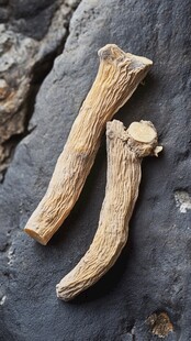 两根人参状根茎展示图