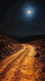 月夜下的蜿蜒土路