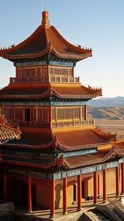 壮丽中式古塔屹立于旷野