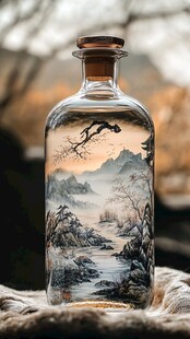 内画山水玻璃瓶艺术之美