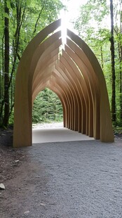林中木质拱形艺术通道