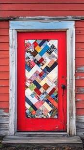 红门拼布装饰 复古乡村风