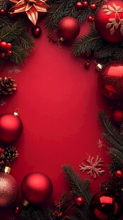 圣诞红底装饰图