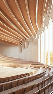 现代风格弧形木质礼堂空间