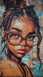 戴眼镜的非洲裔女孩画像