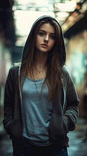 街头酷感连帽少女