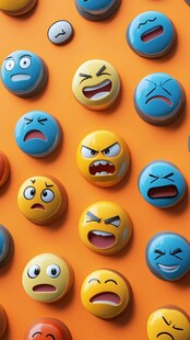 多彩表情符号排列展示