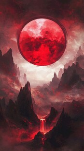 血月映山川奇幻景观