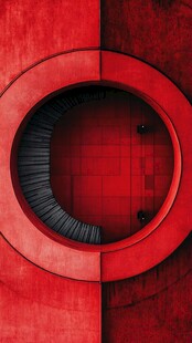 红色环形建筑内部景观