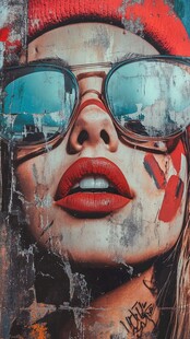 街头涂鸦风的个性女性形象