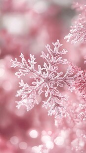 梦幻粉色雪花特写