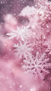 梦幻粉雪下的精致雪花
