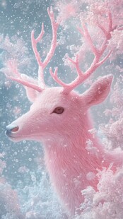 梦幻粉色麋鹿的冰雪世界