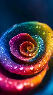 彩虹玫瑰 水珠点缀的梦幻之花