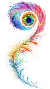 梦幻绚丽彩色羽毛艺术图案