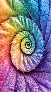 梦幻螺旋彩色叶脉图案