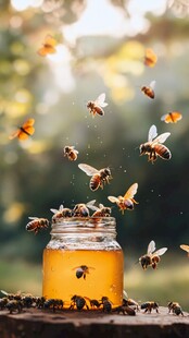 蜂拥向蜜罐的勤劳小蜜蜂