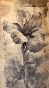 水墨风格单朵花卉艺术画