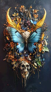 蝶舞骷髅 奇幻自然艺术图景