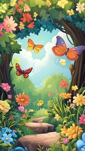 梦幻花园中的蝴蝶小径