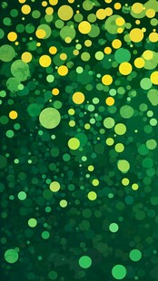 绿底多彩圆点梦幻背景图